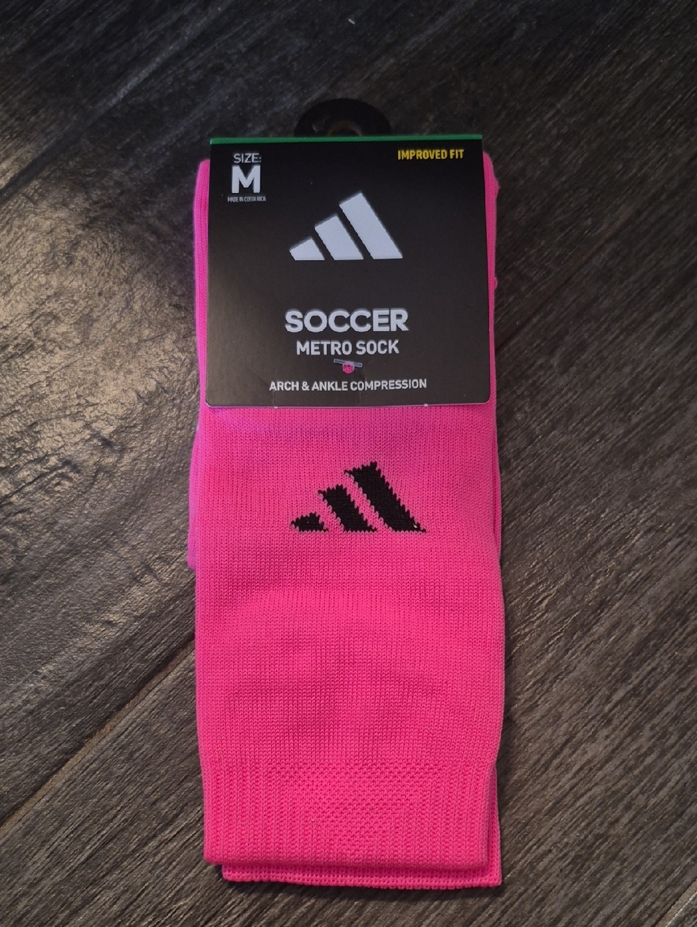 Adidas Soccer Metro Crew Socks in Hot Pink with Black Logo